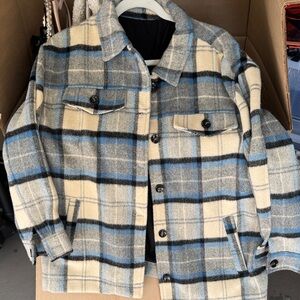 Plaid Jacket - Blue and Cream